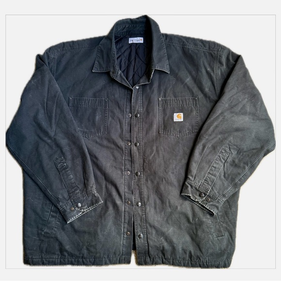 Carhartt Quilted Charcoal Work Jacket 3XL – Rugged Worn Look Shirt Jacket - Picture 3 of 7